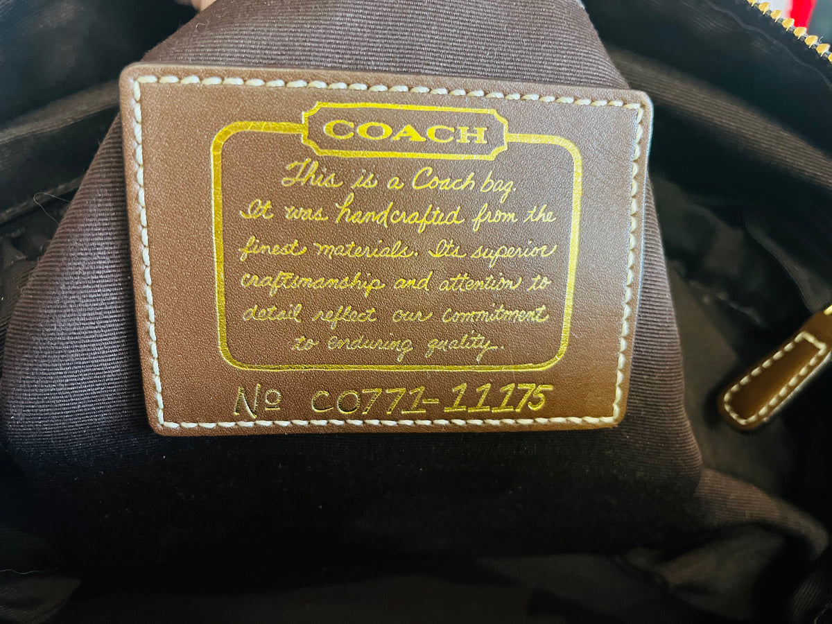 Authentic COACH Denim Striped Large Blue Excellent Used Condition!