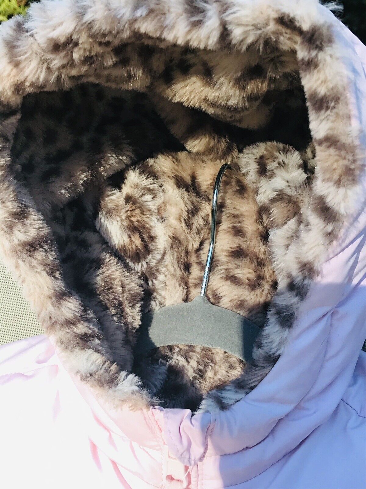 PLACE Pink Hoodie Zip Up Coat with Leopard Faux Fur 18-24 Mos Great Used Cond.!!