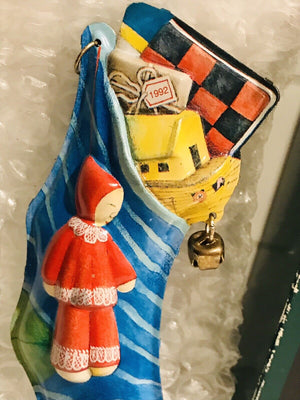 Hallmark KEEPSAKE Ornament 1992 Stocked With Joy Pressed Tin USED