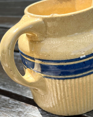 Vintage Yellow Ware HULL Pitcher with Handle Zane Grey Pattern 4” - H #107/#42