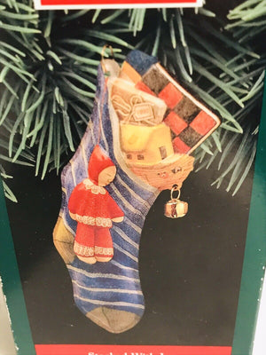 Hallmark KEEPSAKE Ornament 1992 Stocked With Joy Pressed Tin USED