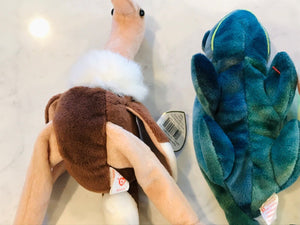 Vintage Beanie Babies LOT 13 w Tags! PeaceWrinkles, Freckles, Iggy, Batty, Bingo USED