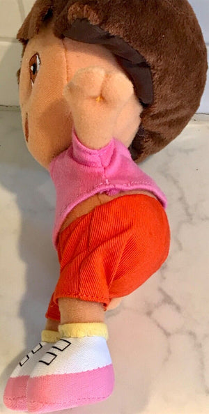 Vintage Nickelodeon Dora the Explorer 8" W Head Hair Pink/Orange Plush USED