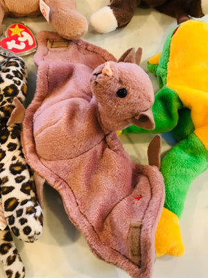 Vintage Beanie Babies LOT 13 w Tags! PeaceWrinkles, Freckles, Iggy, Batty, Bingo USED