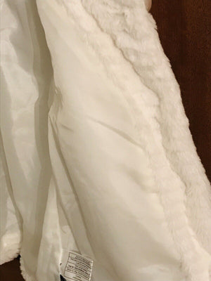 USED Calvin Klein Jeans White Faux Fur Baby Button Up Coat 18mos GREAT CONDITION!