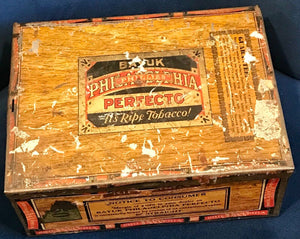 1920's Bayuk Philadelphia Hand Made Perfecto Metal Tin w Blue Bayuk Guarantee Used