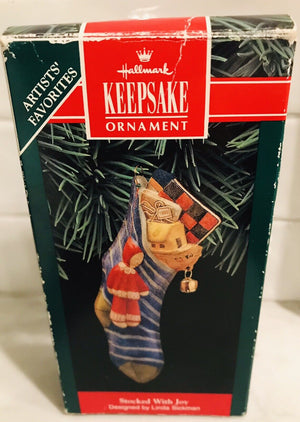 Hallmark KEEPSAKE Ornament 1992 Stocked With Joy Pressed Tin USED