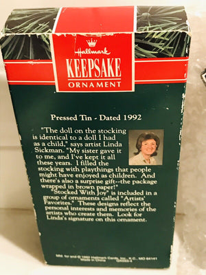 Hallmark KEEPSAKE Ornament 1992 Stocked With Joy Pressed Tin USED