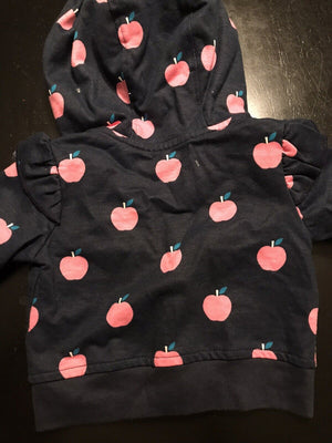 USED Bundles Baby Place Girls Pink Apple Zipper Jacket W Hoodie 0-3M Great Condition!