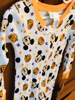 Disney Baby Unisex Halloween MICKEY MOUSE Pumpkin Zipper Size 24 Months USED