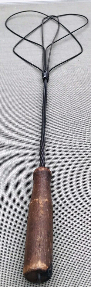 Antique Primitive Twisted Iron Rug /Carpet Beater 29” With Wooden Handle USED