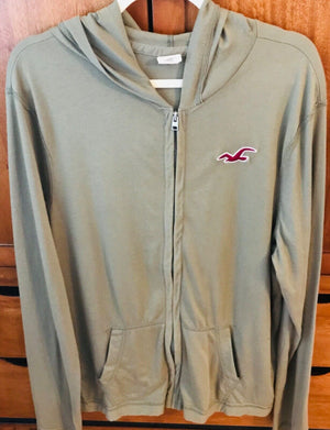 Hollister California XL Hooded Tee Pullover W Pockets Olive Green USED