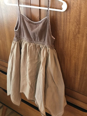 Blueberi Boulevard Brown With Pink Flower Embroidery Flowy Tank Dress 2T USED