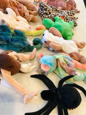 Vintage Beanie Babies LOT 13 w Tags! PeaceWrinkles, Freckles, Iggy, Batty, Bingo USED