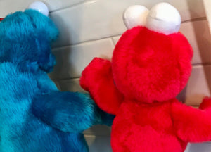 Plush Lot: 13” Cookie Monster Plastic Eyes w Tags & 10” Elmo Stuffies W/O USED