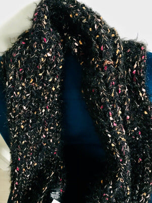 Infinity Soft N Fluffy Knitted Women's Black Speckled Glitter CIrcle Wrap
