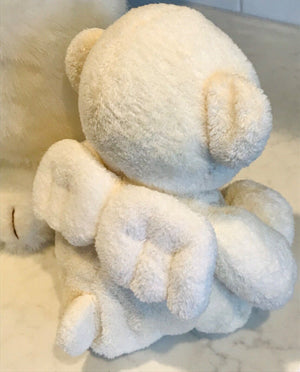 VINTAGE USED Ty CLASSIC 1995 Faith The Praying Bear W Tag 10”&Little Angel Wings Bear