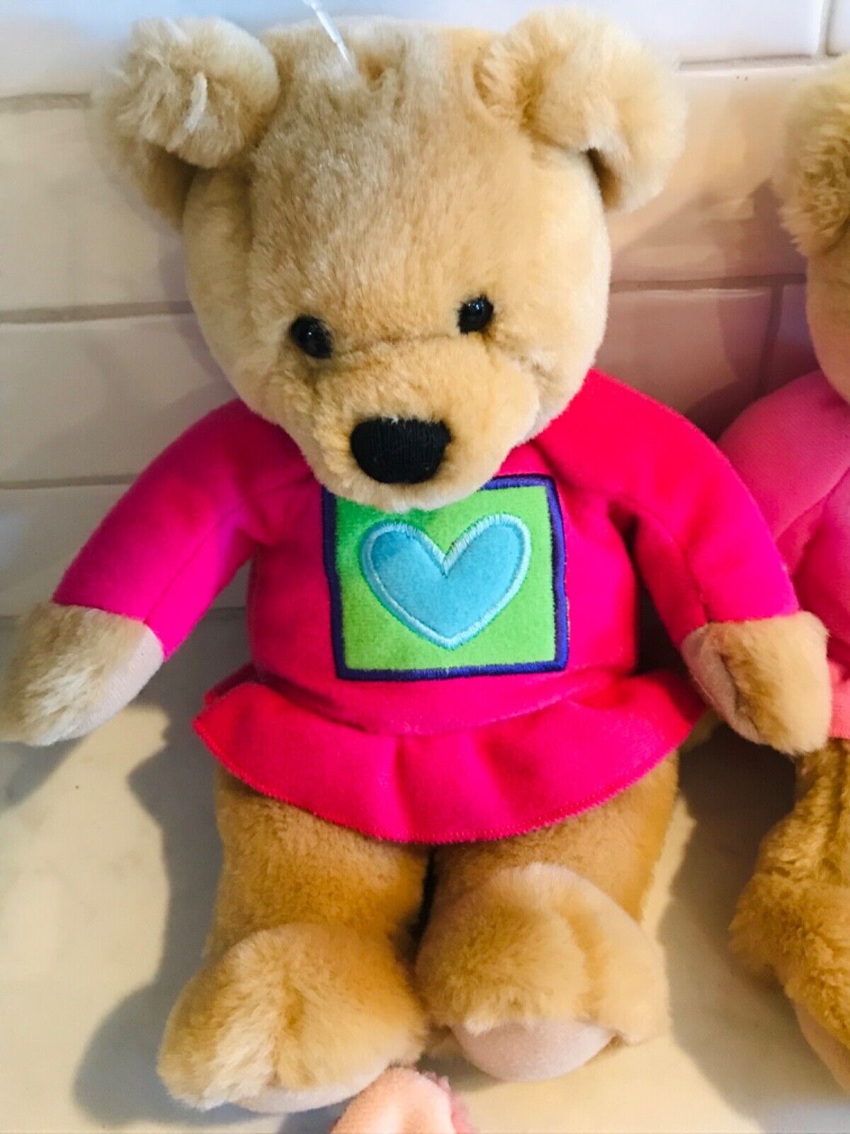 VINTAGE LOT: Two USED Hallmark Love Kiss Kiss Bears +1 Shirt & Mary Meyer Pink Bunny