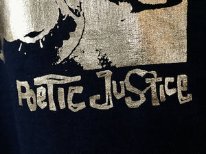 USED Gold Foil Black Mens S Tupac Poetic Justice Graphic Short Sleeve T-Shirt