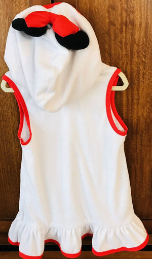 Disney Jr. Minnie Mouse Red And White Minnie Ears Hooded Swimsuit Cover 3T USED
