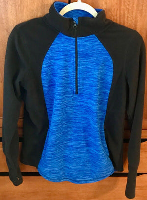 St. John's Women’s Activewear Blue & Black Long Sleeve 1/4  Zip Up Sz Small USED