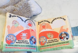 USED Demdaco Nat & Jules Five Little Monkeys Story Book Plush Monkey Hand Puppet 9"