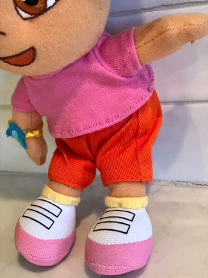 Vintage Nickelodeon Dora the Explorer 8" W Head Hair Pink/Orange Plush USED