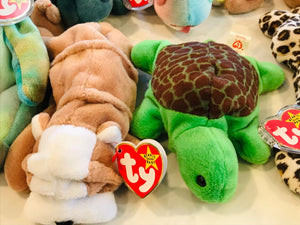 Vintage Beanie Babies LOT 13 w Tags! PeaceWrinkles, Freckles, Iggy, Batty, Bingo USED
