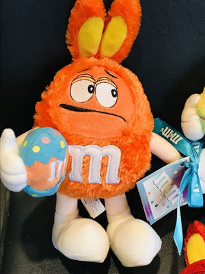 VINTAGE 03’-04’ PLUSH USED M&Ms Lot of 3: Easter Posable Orange, Red &Yellow W TAGS!!
