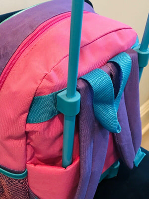 USED Dora The Explorer Pink Ballet Adventures Wheelie Handle Suitcase Book bag Combo