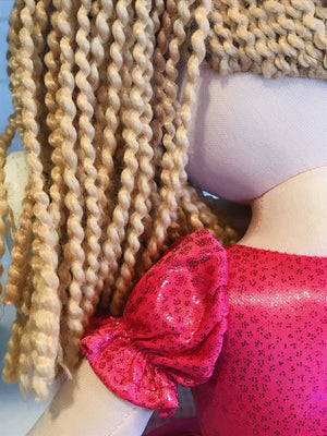 Linzy Dancer Huggable Hot Pink Dress & Sparkly Ballet Shoes Soft Doll Toy USED