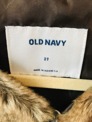 OLD NAVY Brown Faux Fur Toddler Vest W Button Closure - Sz2T - USED