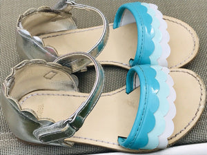 Gymboree Scalloped Espadrilles Sandals Toddler Girls Blue and Silver Sz7 USED
