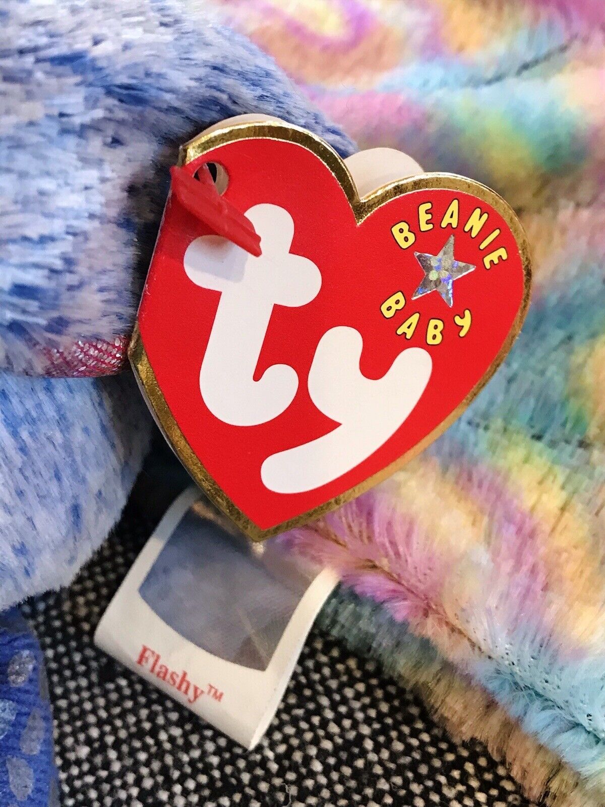 2000 FLASHY Ty Beanie Baby Blue PEACOCK Colorful Plume Stuffed DOB 12-30-00 USED