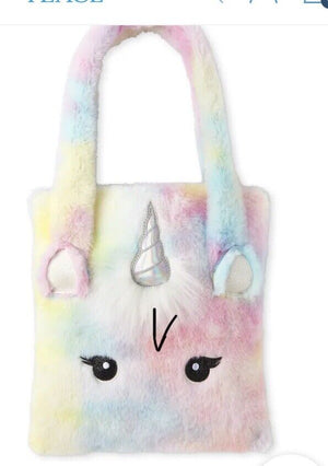 USED Childrens Place Unicorn Faux Fur Tote Bag - Soft Feel, Small For Toddlers/kids!