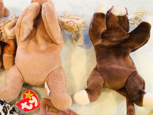 Vintage Beanie Babies LOT 13 w Tags! PeaceWrinkles, Freckles, Iggy, Batty, Bingo USED