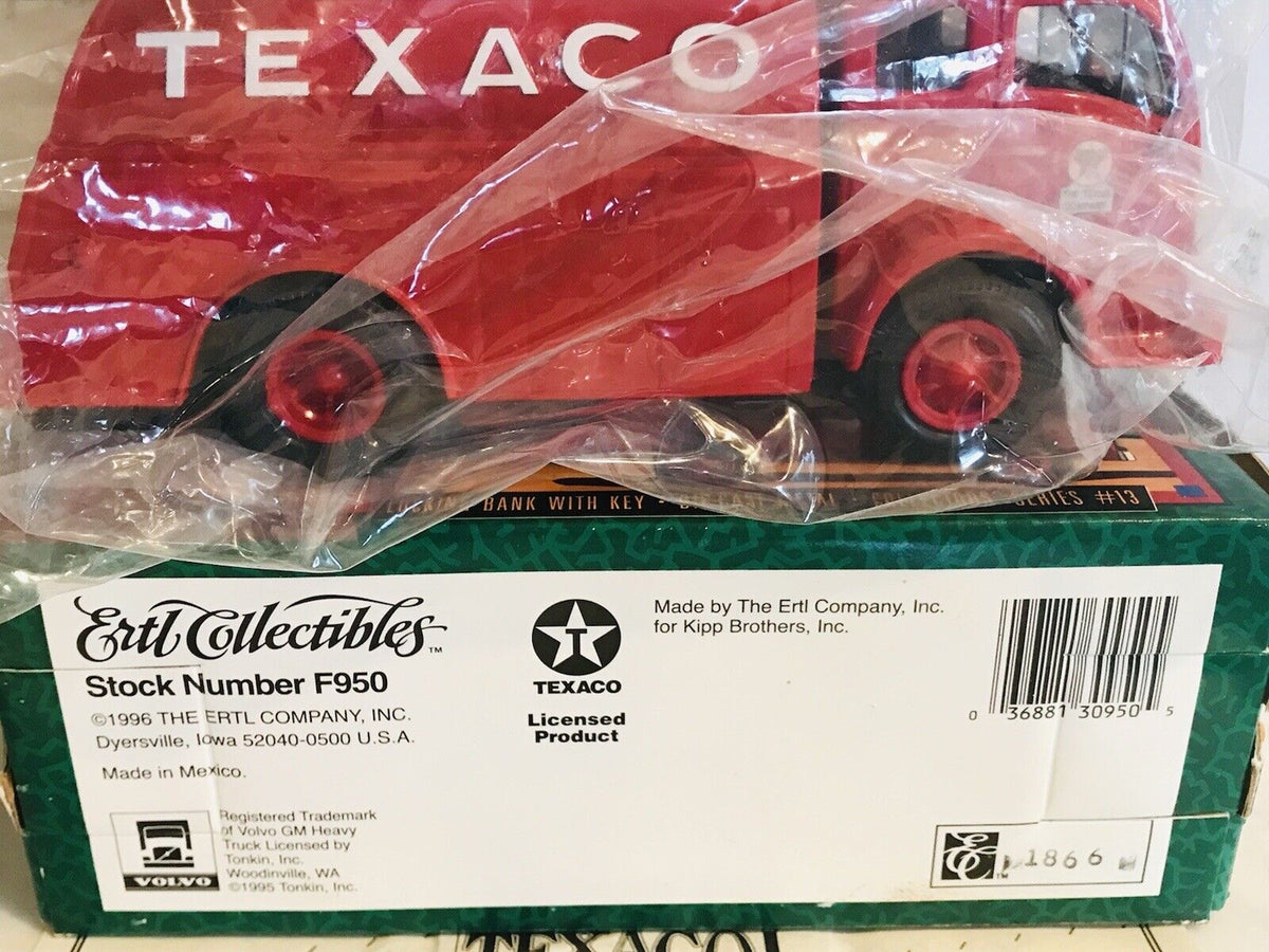 VINTAGE ERTL 1949 TEXACO WHITE TILT CAB FUEL TANKER TRUCK W Papers USED