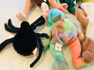 Vintage Beanie Babies LOT 13 w Tags! PeaceWrinkles, Freckles, Iggy, Batty, Bingo USED