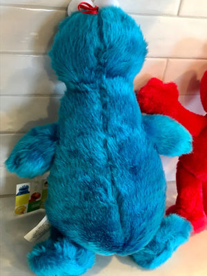 Plush Lot: 13” Cookie Monster Plastic Eyes w Tags & 10” Elmo Stuffies W/O USED