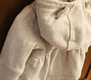 Baby Gap Spell Out Infant Girl Tan Sherpa Lined Zip Hoodie Sweatshirt with Ears USED