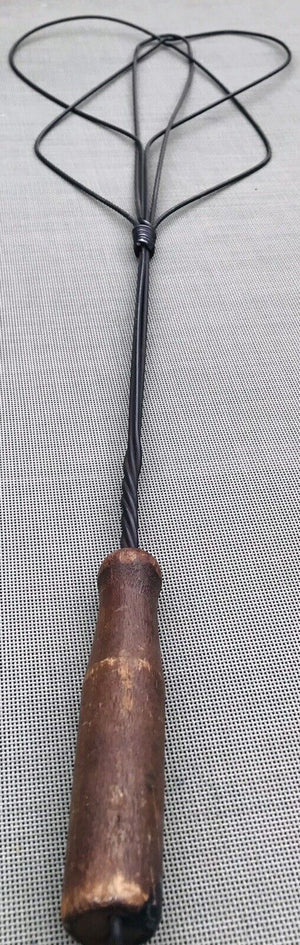 Antique Primitive Twisted Iron Rug /Carpet Beater 29” With Wooden Handle USED
