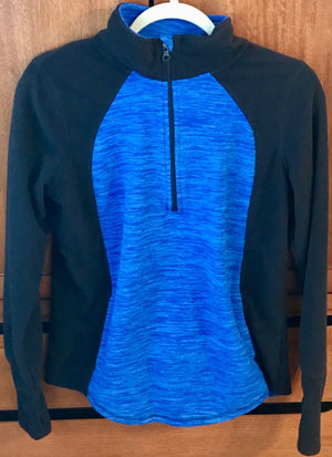 St. John's Women’s Activewear Blue & Black Long Sleeve 1/4  Zip Up Sz Small USED
