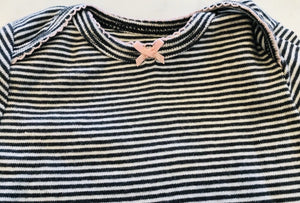 Carter’s Set of 2: Blue, White Striped & White W Cat SS 3M Bodysuits USED