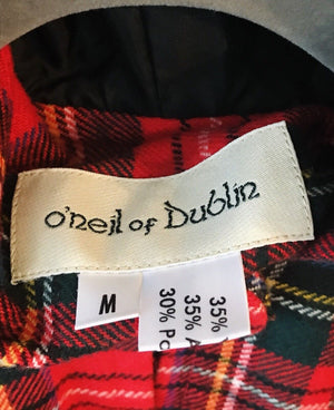 Girls O’Neil of Dublin Ireland Red Tartan Plaid Hood Cape, Wool Blend, szM USED
