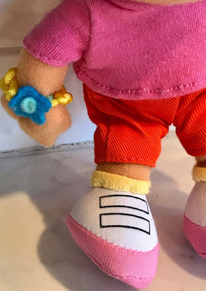 Vintage Nickelodeon Dora the Explorer 8" W Head Hair Pink/Orange Plush USED