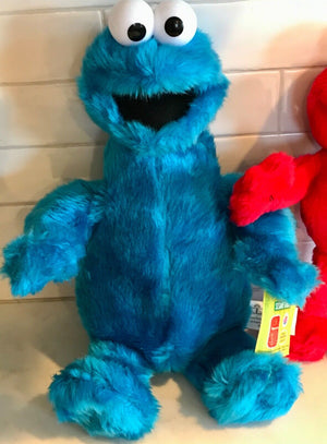 Plush Lot: 13” Cookie Monster Plastic Eyes w Tags & 10” Elmo Stuffies W/O USED