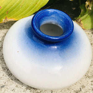 Homestead Signed “Donna 10” Blue Flower Bud Vase 4.5”W - USED