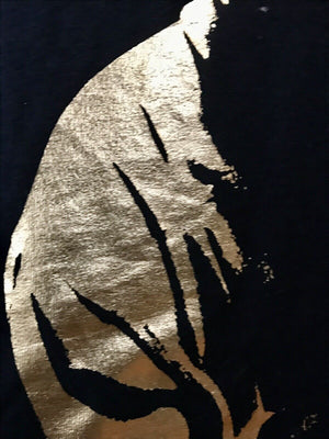 USED Gold Foil Black Mens S Tupac Poetic Justice Graphic Short Sleeve T-Shirt