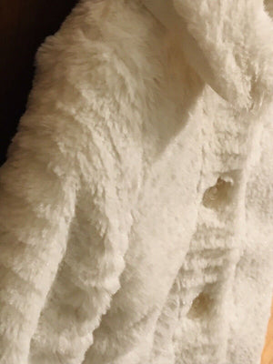 USED Calvin Klein Jeans White Faux Fur Baby Button Up Coat 18mos GREAT CONDITION!