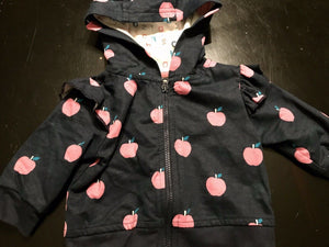 USED Bundles Baby Place Girls Pink Apple Zipper Jacket W Hoodie 0-3M Great Condition!